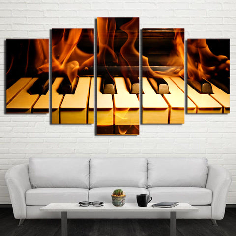 Burn'in Up The Piano Keys Canvas Set