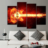 Play'in On Fire Guitar Canvas Set