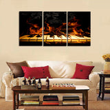 Burn'in Up The Piano Keys Canvas Set