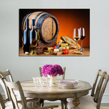 Wine Barrel & Cheese Canvas Set
