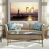 White Wine Sunset Canvas Set