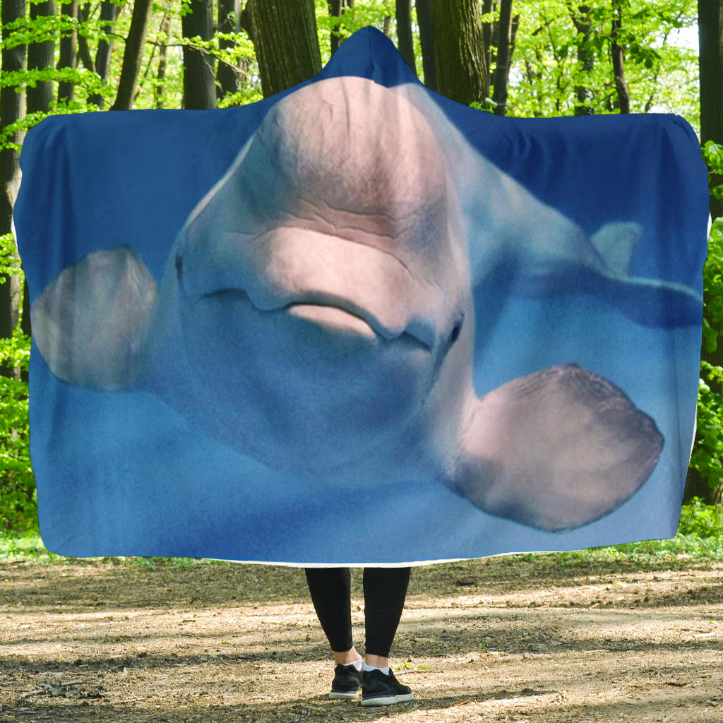 Beluga Whale Hooded Blanket