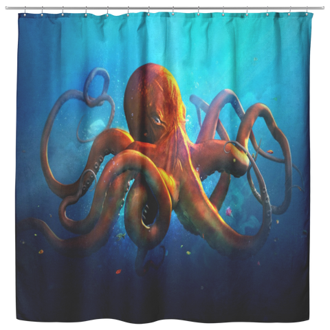 Orange Octopus Shower Curtain