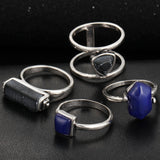 Gold and Silver Stone Ring Set 4 PCS
