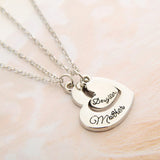 Mother Daughter Double Heart Pendant Necklace