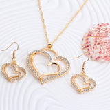 Romantic Heart Crystal Earrings and Necklace Set