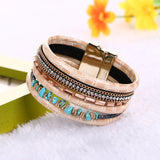 Boho Bamboo Bangles Leather Bracelet