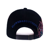 Butterflies and Flowers Embroidered Baseball Cap