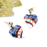 Heart-Shaped American Flag Earrings