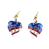 Heart-Shaped American Flag Earrings