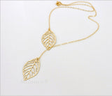 Silver Plated Double Leaves Necklace